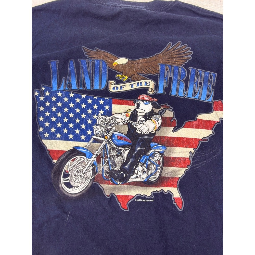 Big Dogs Santa Barbara Mens Graphic T-Shirt Navy Blue Embroidered Logo XL